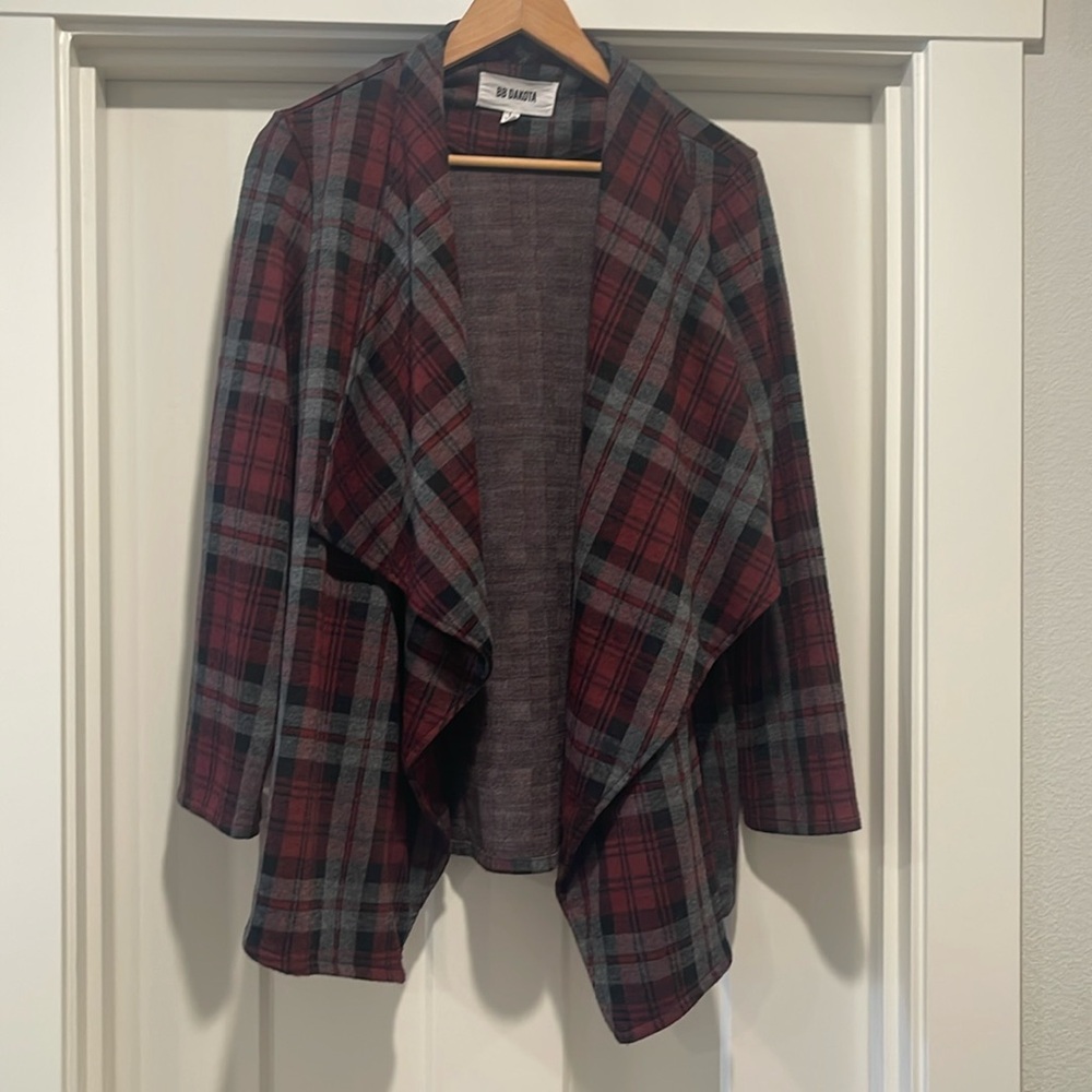 BB Dakota London Plaid Open Drape Jacket